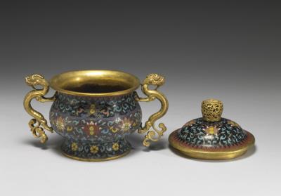 图片[3]-Copper-body cloisonne incense burner with dragon handles, Qing dynasty (1644-1911)-China Archive